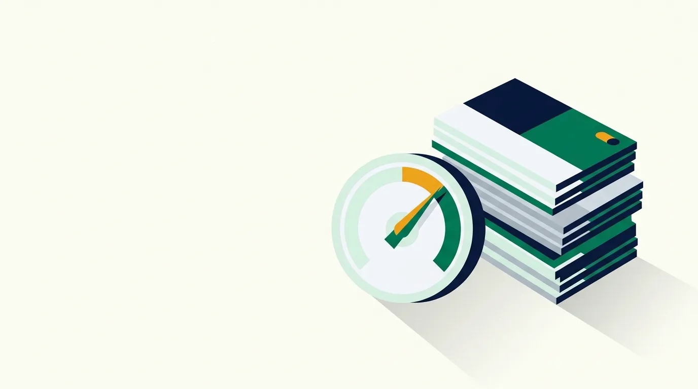 Growing stack of contact cards next to a rising dial gauge